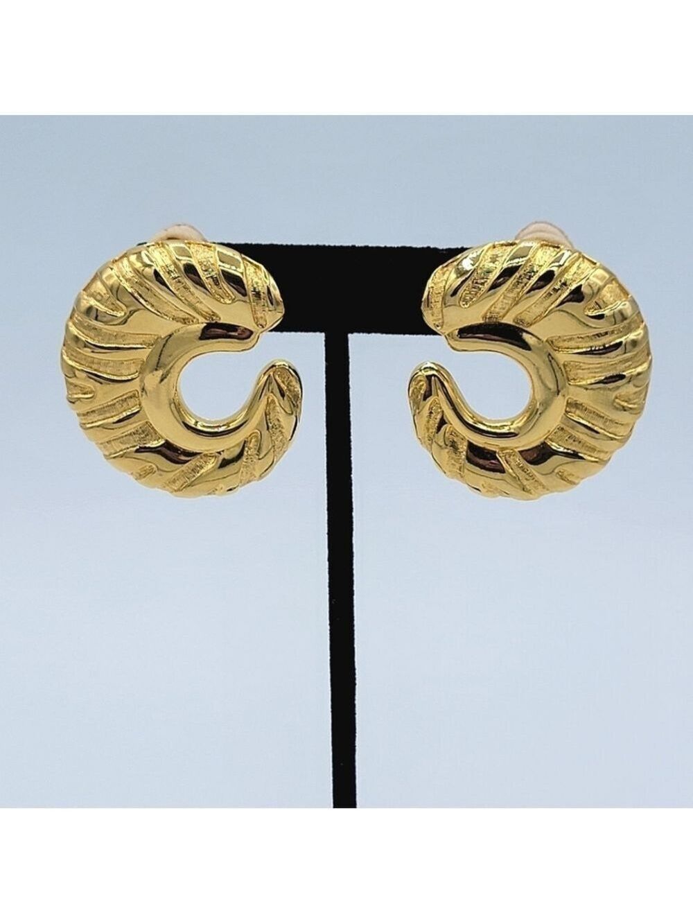 Vintage Oversized Gold-tone Earrings #3054